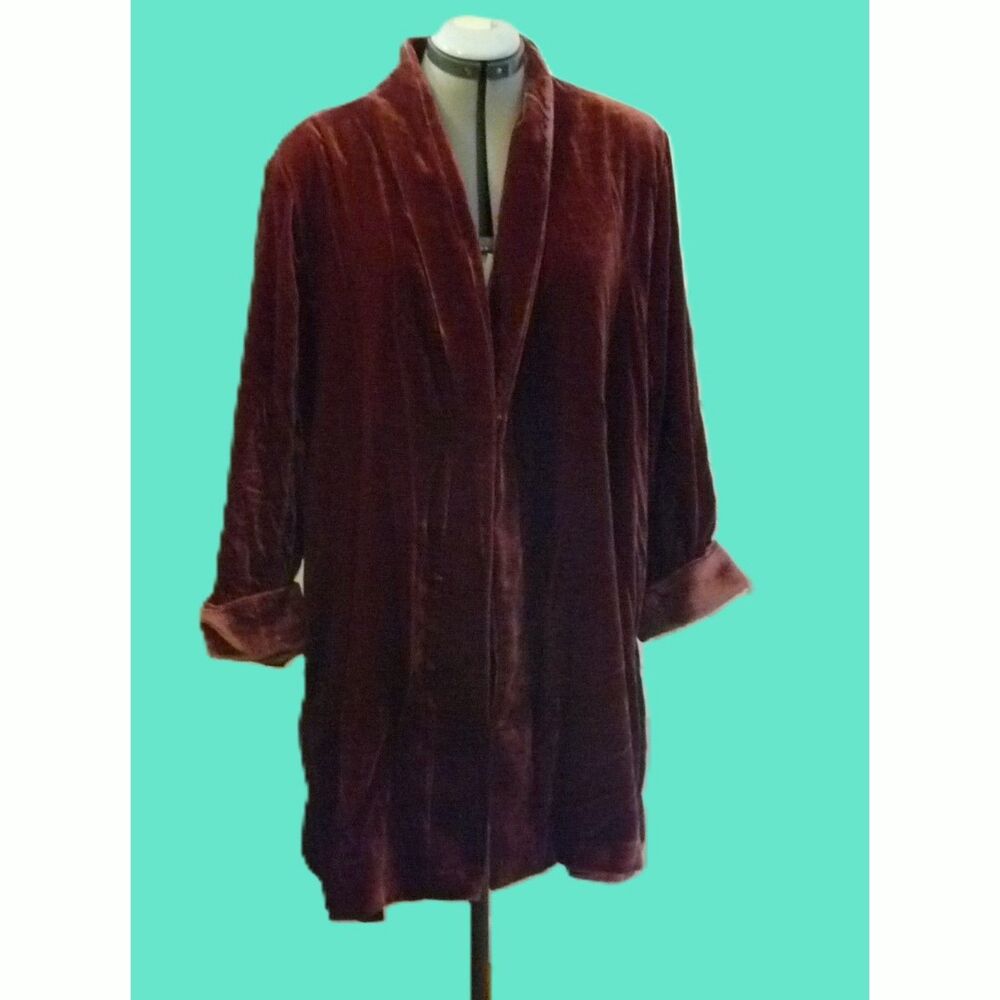 Soft Surroundings Luxury Silky Rayon Velvet Lined opera coat with pockets XL